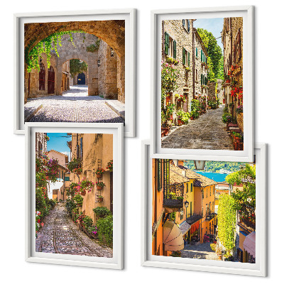 Pripravljena stenska galerija Italijanske ulice, cvetje, arhitektura