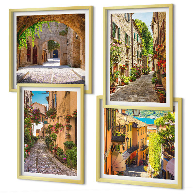 Pripravljena stenska galerija Italijanske ulice, cvetje, arhitektura