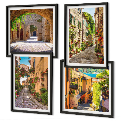 Pripravljena stenska galerija Italijanske ulice, cvetje, arhitektura