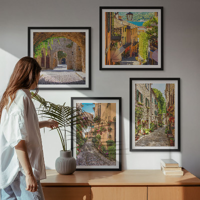 Pripravljena stenska galerija Italijanske ulice, cvetje, arhitektura