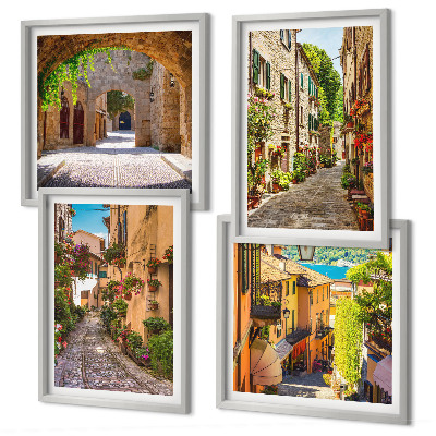 Pripravljena stenska galerija Italijanske ulice, cvetje, arhitektura