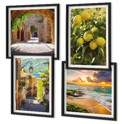 Pripravljena stenska galerija slikovite ulice ob morju in plaža