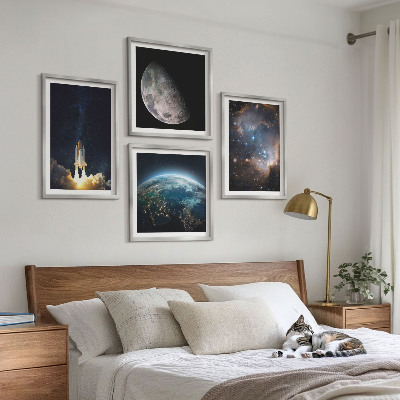 Pripravljena stenska galerija Vesolje Zemlja raketa galaksija