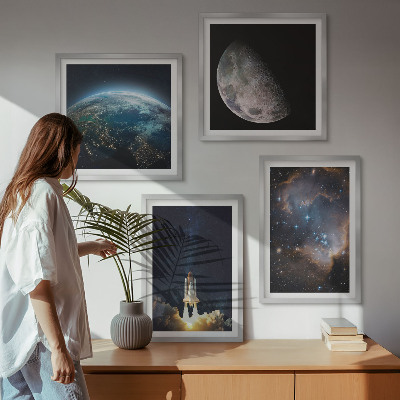 Pripravljena stenska galerija Vesolje Zemlja raketa galaksija