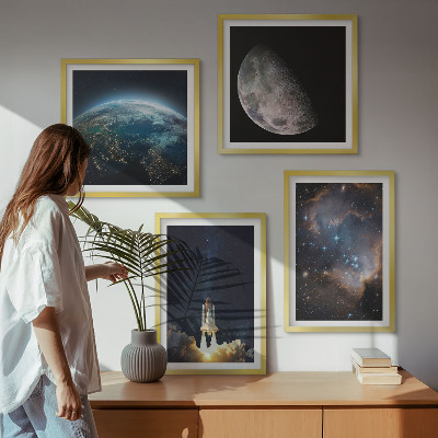 Pripravljena stenska galerija Vesolje Zemlja raketa galaksija