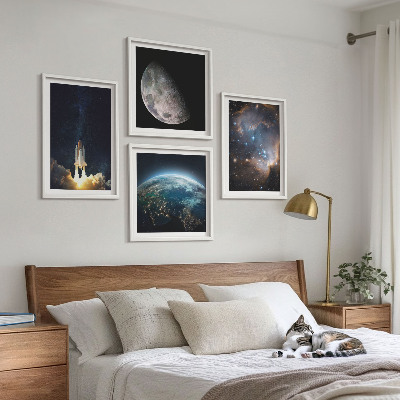 Pripravljena stenska galerija Vesolje Zemlja raketa galaksija