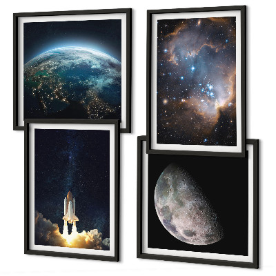 Pripravljena stenska galerija Vesolje Zemlja raketa galaksija