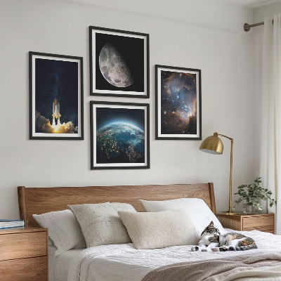 Pripravljena stenska galerija Vesolje Zemlja raketa galaksija