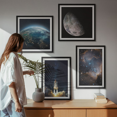 Pripravljena stenska galerija Vesolje Zemlja raketa galaksija