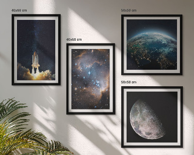 Pripravljena stenska galerija Vesolje Zemlja raketa galaksija