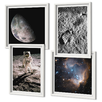 Set 4 slik v okvirju Fotografija sledi astronavta na Luni
