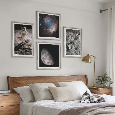 Set 4 slik v okvirju Fotografija sledi astronavta na Luni