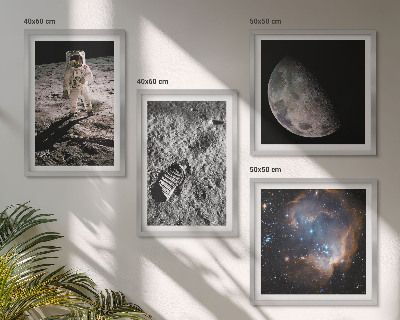 Set 4 slik v okvirju Fotografija sledi astronavta na Luni