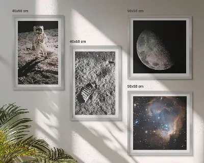 Fotografija sledi astronavta na Luni set 4 slik v okvirju