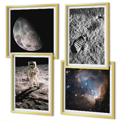 Set 4 slik v okvirju Fotografija sledi astronavta na Luni