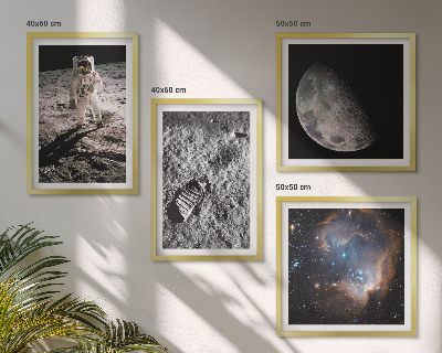 Set 4 slik v okvirju Fotografija sledi astronavta na Luni