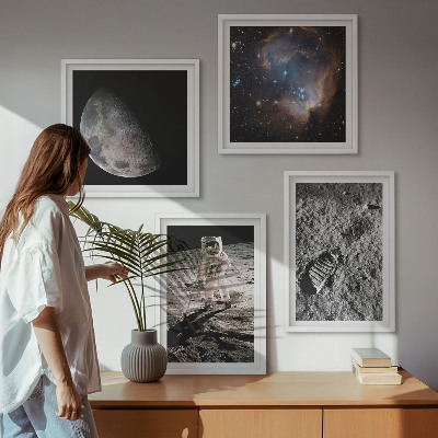Set 4 slik v okvirju Fotografija sledi astronavta na Luni