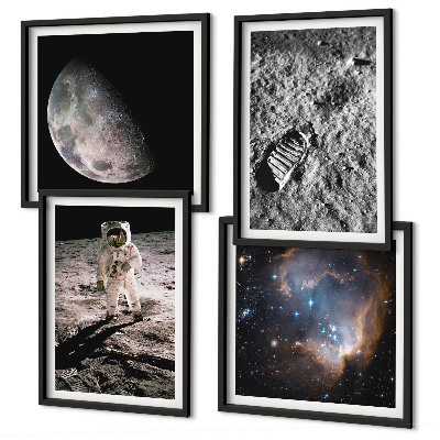 Set 4 slik v okvirju Fotografija sledi astronavta na Luni
