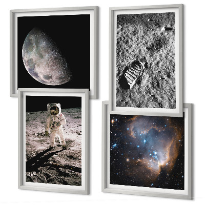 Set 4 slik v okvirju Fotografija sledi astronavta na Luni