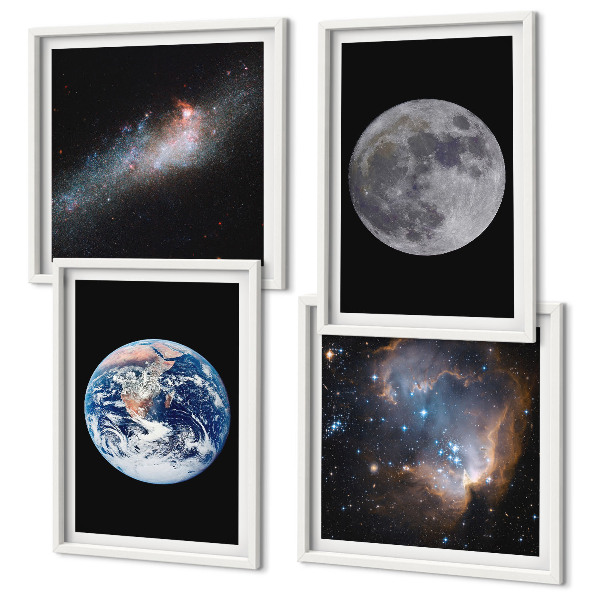 Set 4 slik v okvirju Galaksija Vesolje Luna
