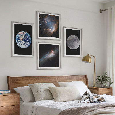 Set 4 slik v okvirju Galaksija Vesolje Luna