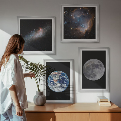 Set 4 slik v okvirju Galaksija Vesolje Luna
