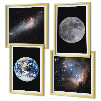 Set 4 slik v okvirju Galaksija Vesolje Luna