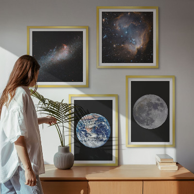 Set 4 slik v okvirju Galaksija Vesolje Luna