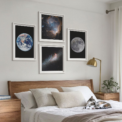 Set 4 slik v okvirju Galaksija Vesolje Luna