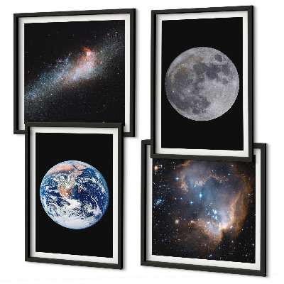 Set 4 slik v okvirju Galaksija Vesolje Luna