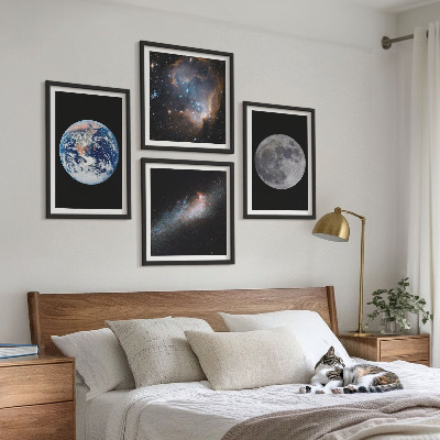 Set 4 slik v okvirju Galaksija Vesolje Luna