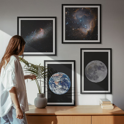 Set 4 slik v okvirju Galaksija Vesolje Luna
