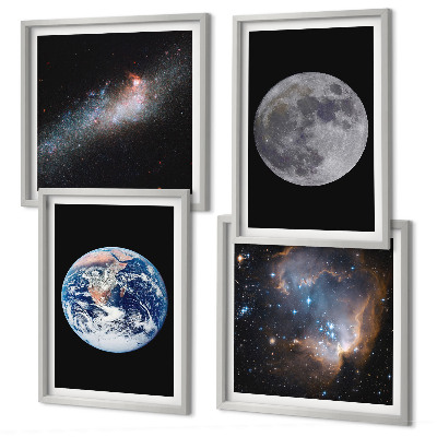 Set 4 slik v okvirju Galaksija Vesolje Luna