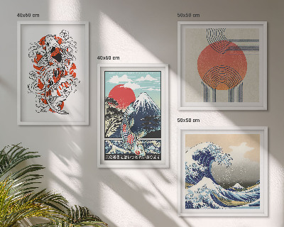 Pripravljena stenska galerija Ilustracije gora ribjih valov Japonska