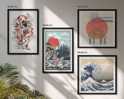 Pripravljena stenska galerija Ilustracije gora ribjih valov Japonska