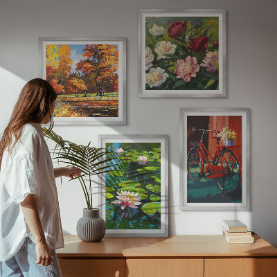 Pripravljena stenska galerija Lokvanji, cvetovi za kolesa