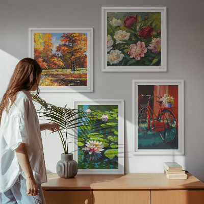 Pripravljena stenska galerija Lokvanji, cvetovi za kolesa