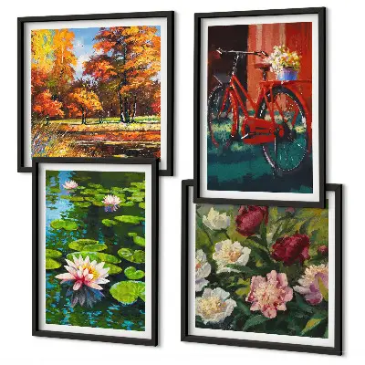 Pripravljena stenska galerija lokvanji in cvetovi za kolesa