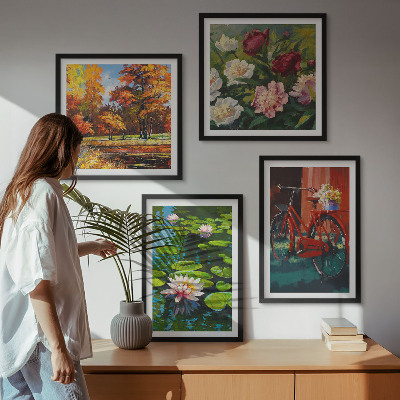Pripravljena stenska galerija Lokvanji, cvetovi za kolesa
