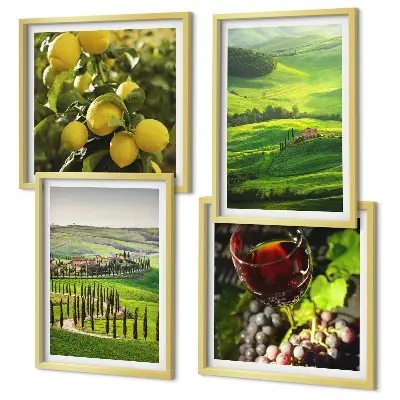 Komplet 4 slik v okvirju italijanske pokrajine s citrusovimi griči