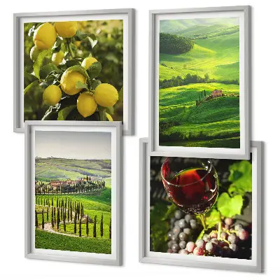 Komplet 4 slik v okvirju italijanske pokrajine s citrusovimi griči