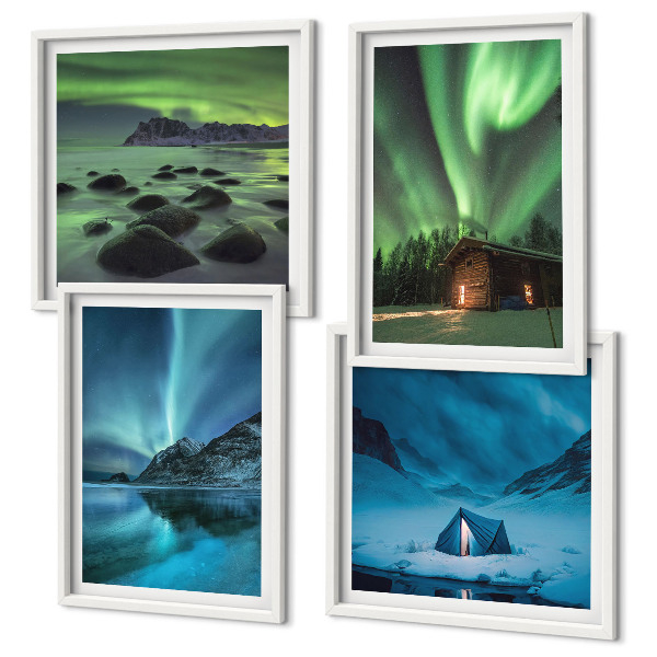 Pripravljena stenska galerija Zimske pokrajine gorovja Aurora