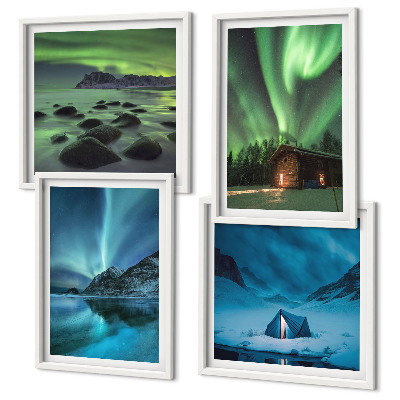 Pripravljena stenska galerija Zimske pokrajine gorovja Aurora