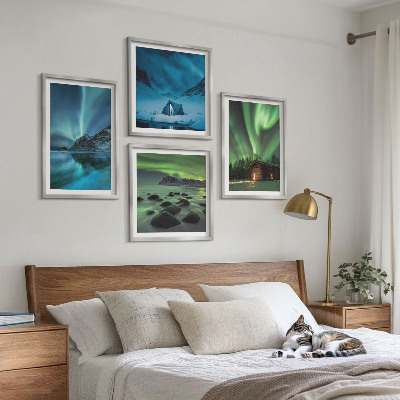 Pripravljena stenska galerija Zimske pokrajine gorovja Aurora