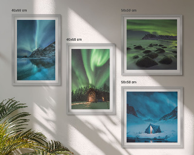 Pripravljena stenska galerija Zimske pokrajine gorovja Aurora