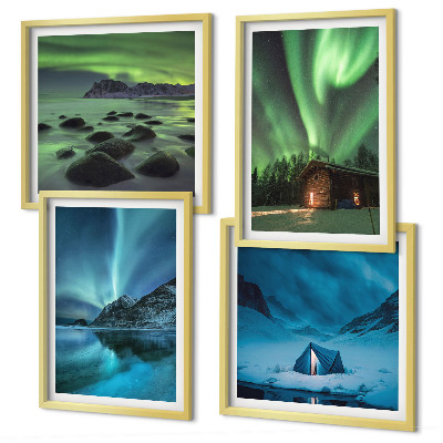 Pripravljena stenska galerija Zimske pokrajine gorovja Aurora