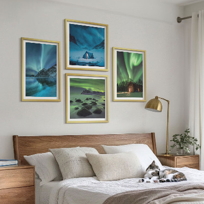 Pripravljena stenska galerija Zimske pokrajine gorovja Aurora