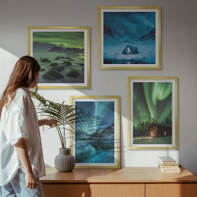 Pripravljena stenska galerija Zimske pokrajine gorovja Aurora