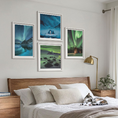 Pripravljena stenska galerija Zimske pokrajine gorovja Aurora