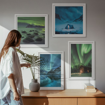 Pripravljena stenska galerija Zimske pokrajine gorovja Aurora